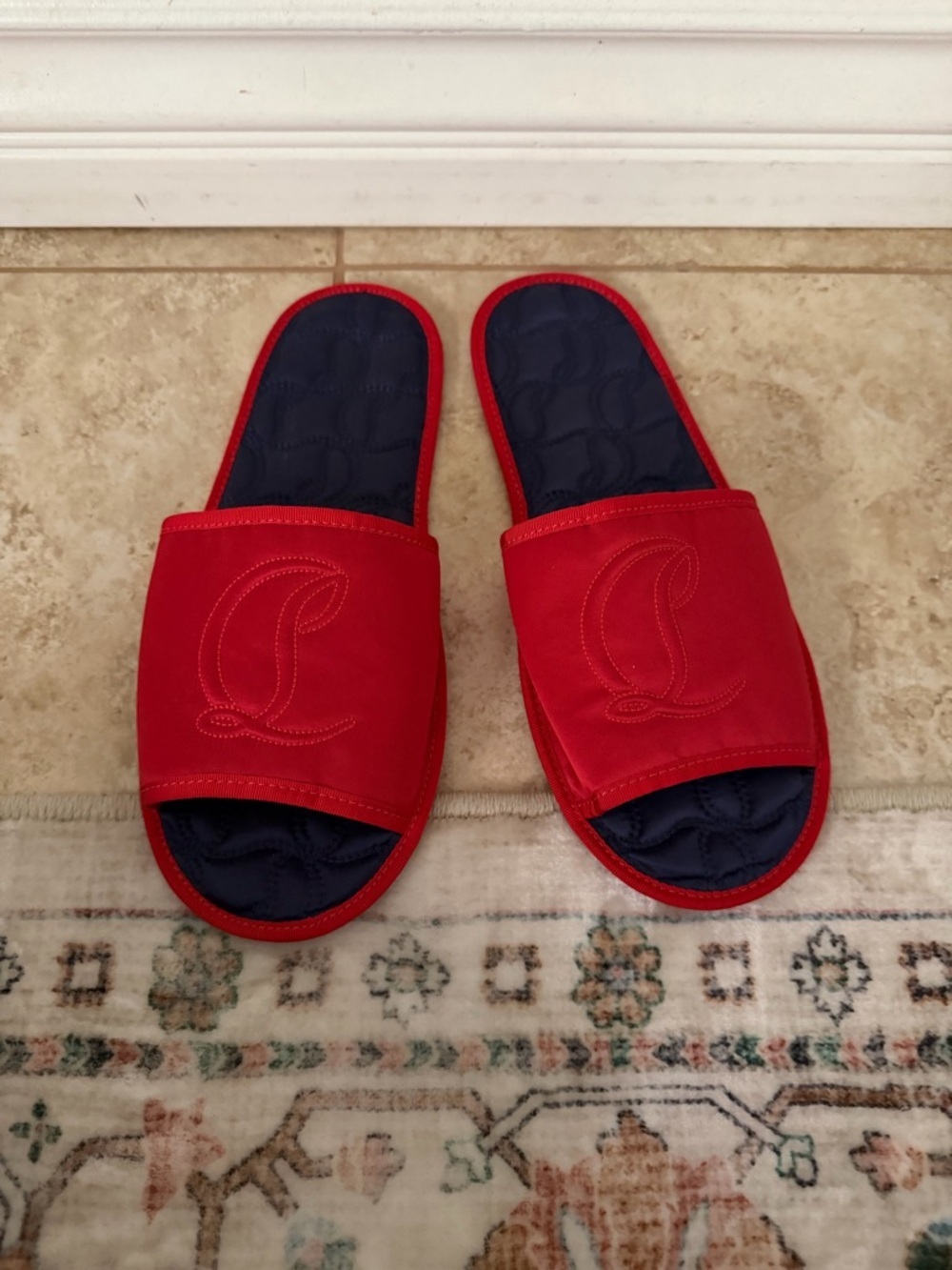 Authentic Christian Louboutin Silk Slide Slippers - Picture 3 of 9